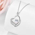 wholesale 925 Sterling Silver White Fire Opal Owl in Heart Shape Pendant Necklace for Women Girls Gifts-0-1
