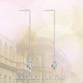 wholesale 925 Sterling Silver CZ Teardrop Chain Threader Drop Dangle Earrings for Women Girls-0-4