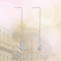 wholesale 925 Sterling Silver CZ Teardrop Chain Threader Drop Dangle Earrings for Women Girls-0-4