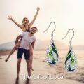 wholesale 925 Sterling Silver Green Leaf Drop Earrings-0-1