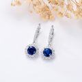 wholesale 925 Sterling Silver Blue CZ Lotus Drop Earrings for Women and Girls Gifts-0-2