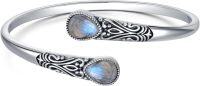 wholesale Sterling Silver Natural Stone Handmade Adjustable Boho Navajo Cuff Bracelet-Labradorite
