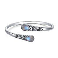 wholesale 925 Sterling Silver Black Onyx Gemstone Adjustable Bohemian Cuff Bracelet-Labradorite