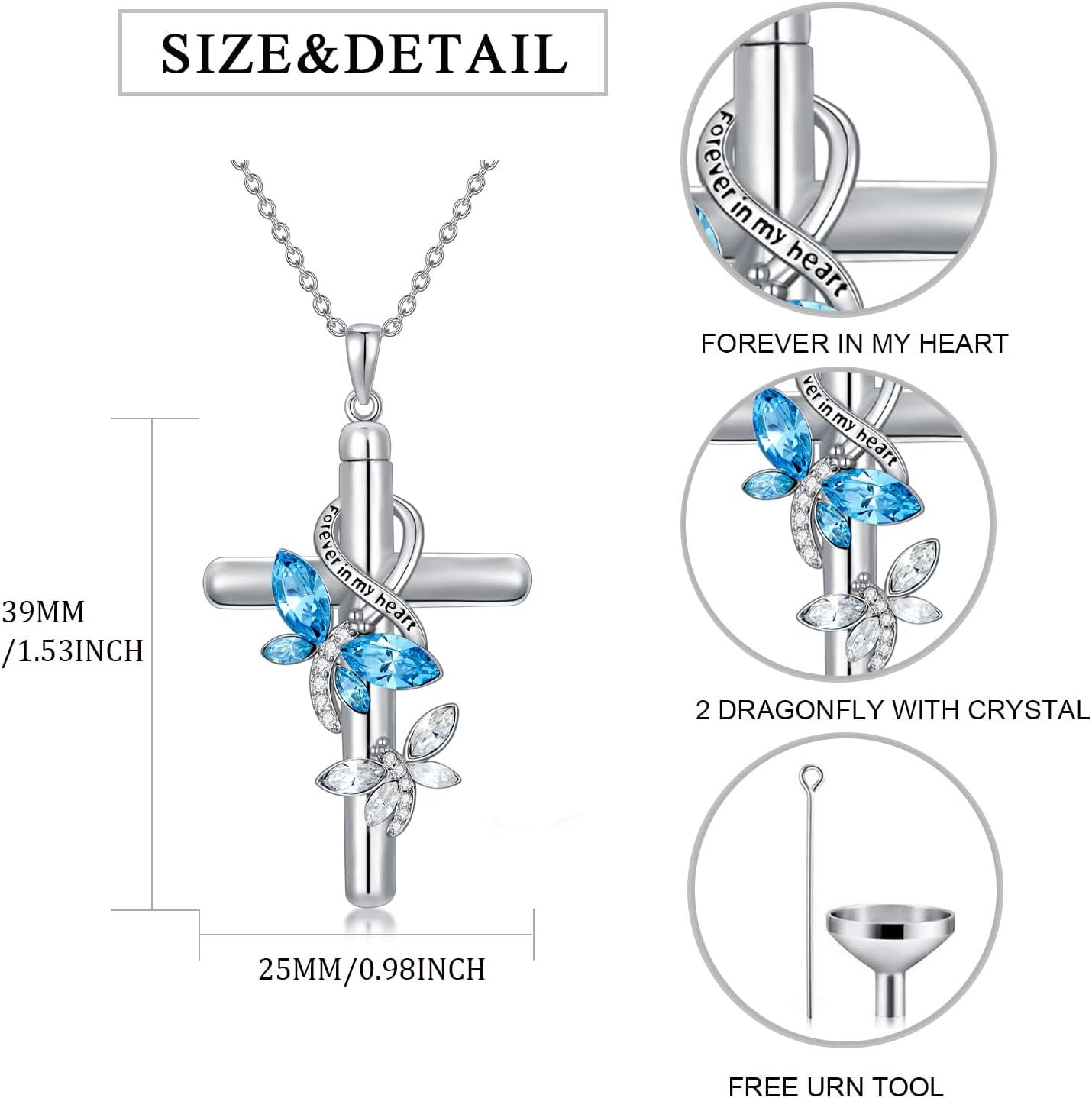 wholesale 925 Sterling Silver Urn Pendant Necklace w/ Blue Crystal Butterfly & Funnel Kit - Keepsake Jewelry-0-1