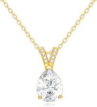 wholesale 14K Gold Pear Cut Moissanite Solitaire Pendant Necklace for Women-Teardrop Moissanite Necklace Yellow Gold