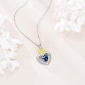 wholesale 925 Sterling Silver Blue Crystal Sunflower Heart Pendant Necklace  for Women-0-2