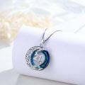 wholesale 925 Sterling Silver Blue Crystal Celtic Moon Star Pendant Necklace for Women-0-1