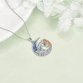 wholesale 925 Sterling Silver Moon with Horse and Woman Pendant Necklace for Women-0-4