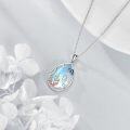 wholesale 925 Sterling Silver Blue Moonstone Jellyfish Pendant Necklace for Women-0-4
