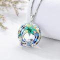 wholesale 925 Sterling Silver Crystal Sea Turtle & Coconut Trees Necklace for Women-0-2