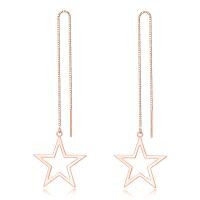 wholesale 925 Sterling Silver Star Tassel Threader Earrings, Adjustable Length, Hypoallergenic, Lead-Free, Nickel-Free, Fashionable Gift for Women-C Star-ROSE GOLD