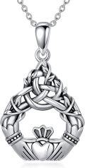 wholesale 925 Sterling Silver Celtic Knot Claddagh Heart Pendant Necklace-0-0