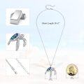 wholesale 925 Sterling Silver Blue Abalone Shell Inlay Sea Turtle Charm Pendant Necklace with Cubic Zirconia Accents and Extender Chain (14+3)-0-1