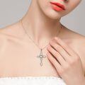 wholesale 925 Sterling Silver White Gold Plated Celtic Cross Heart Citrine Pendant Necklace-0-25
