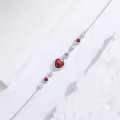 TOUPOP Sterling Silver Infinity Birthstone Bracelet Heart Link Fine Jewelry Gift-0-4