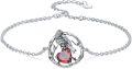 wholesale  Sterling Silver Birthstone Raven Heart Link Bracelet for Women Mother s Day Gift ( chars)-0-0