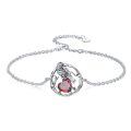wholesale 925 Sterling Silver Birthstone Raven Heart Link Bracelet for Women Mother s Day Gift ( chars)-0-0