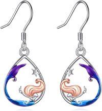 wholesale 925 Sterling Silver Dolphin & Starfish Teardrop Leverback Earrings-Mermaid2