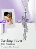 wholesale 925 Sterling Silver White Gold Plated Butterfly Cross Urn Necklace w Birthstone for Ashes Memorial Jewelry-0-4
