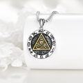 wholesale 925 Sterling Silver All-Seeing Eye Pendant Necklace with Triangle Design and Black Enamel Accents-0-2