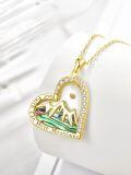 wholesale 925 Sterling Silver Heart Mountain Pendant Necklace Abalone Shell Gold Plated For Women-0-7