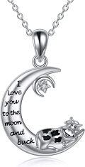 wholesale TOUPOP Cow Gifts For Women Cows Necklace 925 Sterling Silver Cow Necklace I Love You To The Moon And Back Pendant Necklace Lazy Cow Jewelry For Women Fashion Jewelry Birthday Gifts -0-0