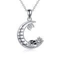 TOUPOP 925 Sterling Silver Cow I Love You To The Moon And Back Pendant Necklace-0-0