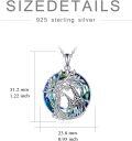 wholesale 925 Sterling Silver Giraffe & Tree of Life Blue Crystal Pendant Necklace-0-3