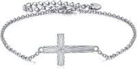 wholesale 925 Sterling Silver Origami Cross Charm Chain Bracelet s for Women and Girls-Diamond-cut