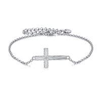 wholesale 925 Sterling Silver Origami Cross Charm Chain Bracelet s for Women and Girls-Diamond-cut
