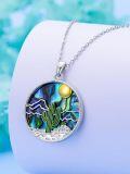 wholesale TOUPOP Abalone Shell Necklace 925 Sterling Silver Cactus/tree Of Life Pendant Jewelry Christmas Birthday Gifts For Women -0-1