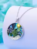 TOUPOP Sterling Silver Abalone Shell Cactus Tree Of Life Pendant Necklace-0-1