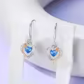 TOUPOP Sterling Silver Topaz Heart Butterfly Earrings-0-3