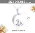 wholesale 14K Gold Crescent Moon with Dog and Cat Pendant Necklace for Women Pet Lover Gifts 17 Chain Length-0-3