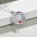 wholesale 925 Sterling Silver I Love You to the Moon and Back Bear Necklace with Red Crystal Stone Jewelry-0-9