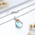 wholesale 925 Sterling Silver Rose Blue Opal Birth Flower Necklace Pendant s for Women-0-4