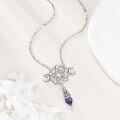 wholesale 925 Sterling Silver Purple Crystal Pentagram Triple Moon Goddess Pendant Necklace Wiccan Witchcraft s for Her-0-3