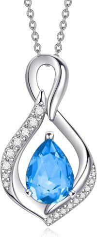 wholesale 925 Sterling Silver Infinity Teardrop Birthstone Necklace for Women Forever Love Jewelry Gift-12 Dec