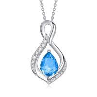 wholesale 925 Sterling Silver Orange Topaz Drop Pendant With Zirconia-12 Dec