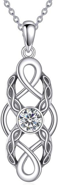 wholesale 925 Sterling Silver Celtic Knot Birthstone Pendant Necklace-April