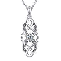 wholesale 925 Sterling Silver Celtic Knot Birthstone Pendant Necklace-April