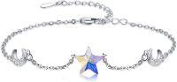 wholesale 925 Sterling Silver Blue Sandstone Moon Star Bracelet for Women Elegant Adjustable Celestial Jewelry Gift-Crystal Star Moon
