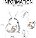 wholesale 925 Sterling Silver Dinosaur Heart-Shaped Pendant Necklace with I Love You Forever Inscription for Women-0-5