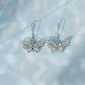 wholesale 925 Sterling Silver Green Moss Agate Butterfly Drop Earrings for Women Girls Gift Idea-0-3