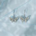 wholesale 925 Sterling Silver White Gold Plated Butterfly Moss Agate Drop Earrings-0-3