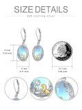 wholesale 925 Sterling Silver Girl With Dog Moonstone Two Tone Drop Earrings-0-4