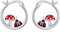 wholesale 925 Sterling Silver Ladybug and Mushroom Huggie Hoop Earrings for Women Girls  48mm Diameter-0-0