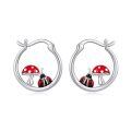 wholesale 925 Sterling Silver Ladybug and Mushroom Huggie Hoop Earrings for Women Girls  48mm Diameter-0-0