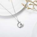 wholesale 14K Gold  Mother and Child in Crescent Moon Pendant Necklace Gift for Women-0-3