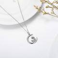 wholesale 14K Gold  Mother and Child in Crescent Moon Pendant Necklace Gift for Women-0-3